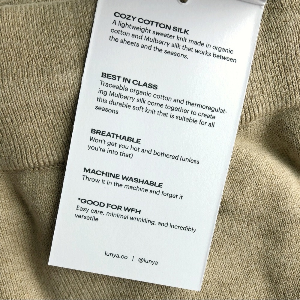 Nwt Lunya Silk And Cotton Soft Green Track Jogger Pants - Picture 4 of 8